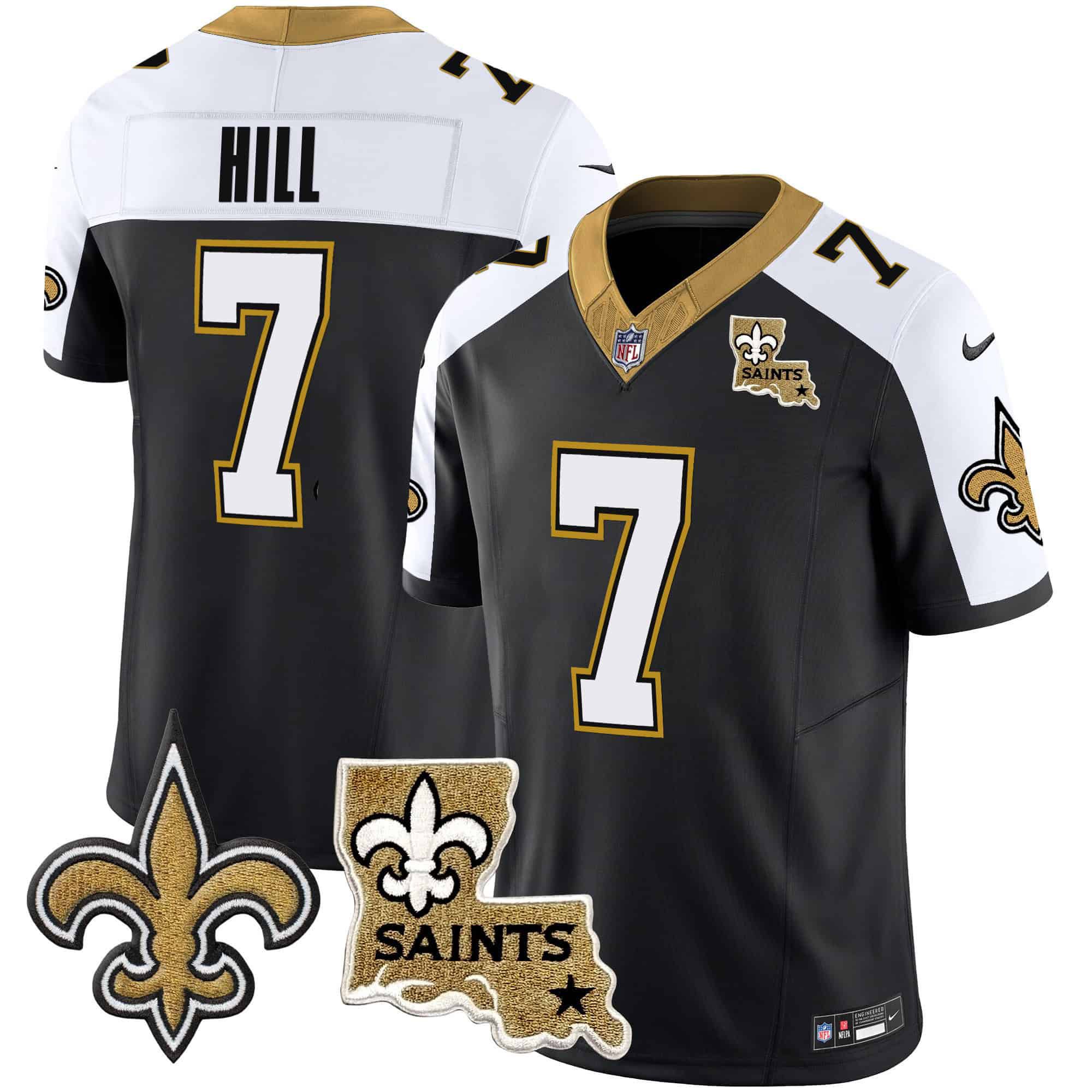 Men New Orleans Saints #7 Hill Black 2024 Nike Vapor Limited NFL Jersey